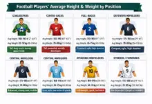 Footballers Average Height and Weight by Position